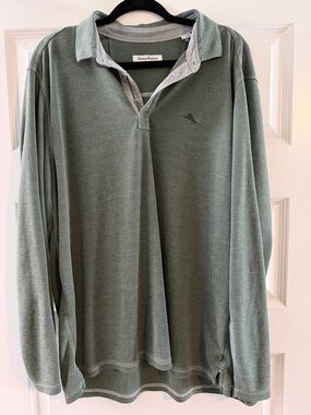 Tommy Bahama Sage Green Long Sleeve Polo
